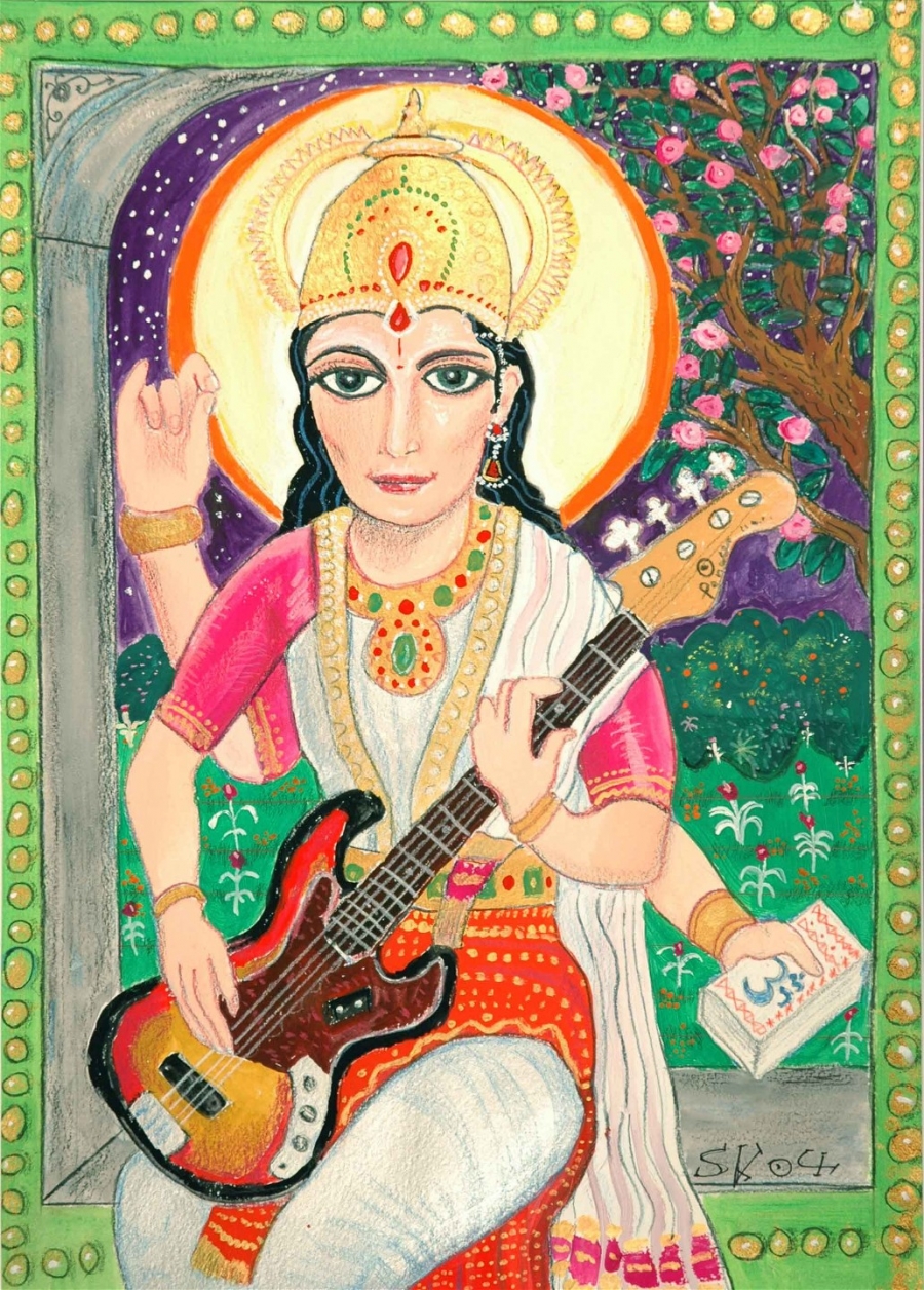 Saraswati With Fender Bass